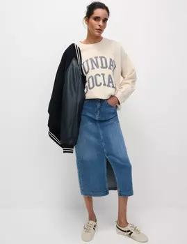 Джинсовая юбка миди Marks & Spencer, индиго