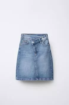 Джинсовая юбка миди ZARA, синий