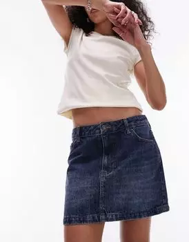 Джинсовая юбка мини с ламбрекеном Topshop