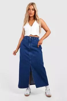 Джинсовая юбка плюс индиго Boohoo, индиго
