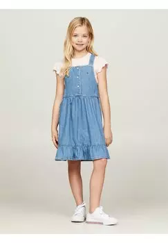 Джинсовое платье Crossover Back Strap Tommy Hilfiger, цвет herringbone