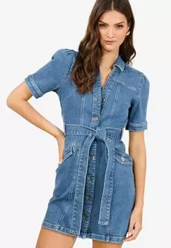 Джинсовое платье MINI WITH WAIST SEAMING DETAIL Lipsy, синий