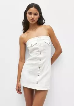 Джинсовое платье PULL&BEAR, белый