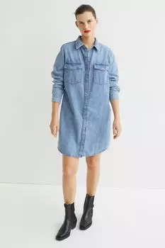 Джинсовое платье-рубашка H&amp;M, синий деним