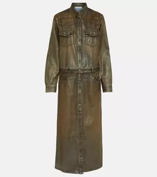 Джинсовое платье-рубашка с покрытием dacna Acne Studios, коричневый
