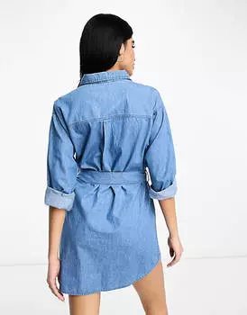 Джинсовое платье-рубашка с поясом ASOS DESIGN