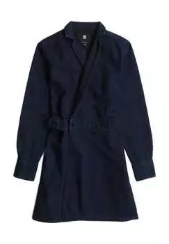Джинсовое платье с воротником-лацкан и карманами G-Star Raw, цвет g839 worn in deep
