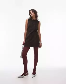 Джинсовое вельветовое платье-рубашка коричневого цвета Topshop
