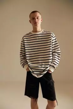 Джинсовые бермуды прямого кроя с рваными краями PULL&amp;BEAR