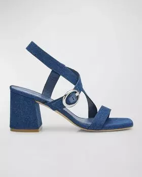 Джинсовые босоножки Benni на блочном каблуке Stuart Weitzman, цвет Indigo