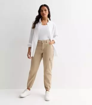 Джинсовые брюки карго с манжетами Petite Stone New Look, светло-серый