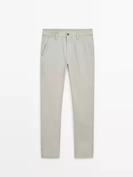Джинсовые брюки зауженного кроя из смесового хлопка Massimo Dutti, бежевый