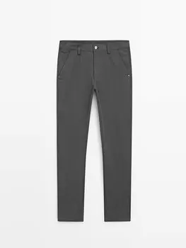 Джинсовые брюки зауженного кроя из смесового хлопка Massimo Dutti, серый