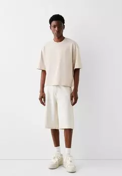 Джинсовые шорты Baggy Bermuda Bershka, бежевые
