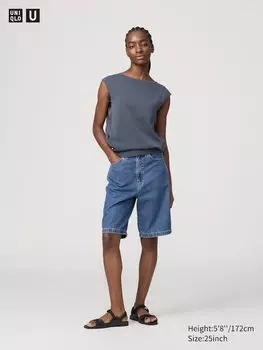Джинсовые шорты-бермуды Uniqlo, синий