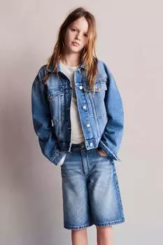 Джинсовые шорты-бермуды ZARA, синий