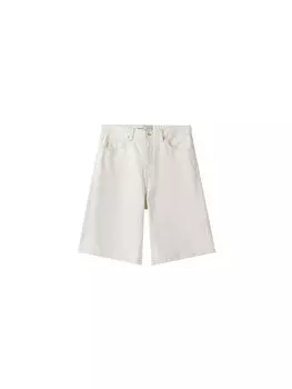 Джинсовые шорты Bershka Wide leg Jeans, экрю