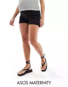 Джинсовые шорты черного цвета для мам ASOS DESIGN Maternity Comfort