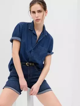 Джинсовые шорты girlfriend Gap, синий