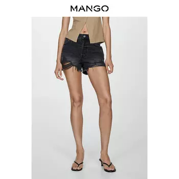 Джинсовые шорты Mango с рваными краями, черный