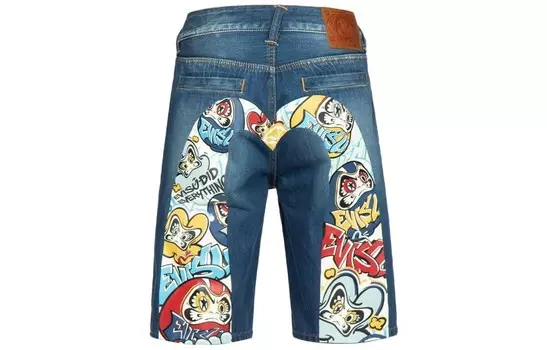 Джинсовые шорты мужские джинсовые синие Evisu, синий