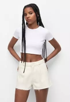 Джинсовые шорты PULL&BEAR, бежевый