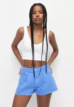 Джинсовые шорты PULL&BEAR, синий