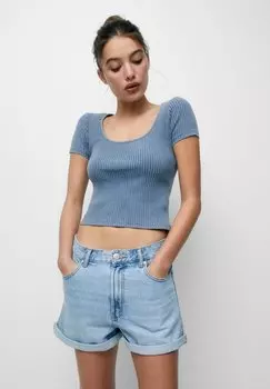 Джинсовые шорты PULL&BEAR, синий