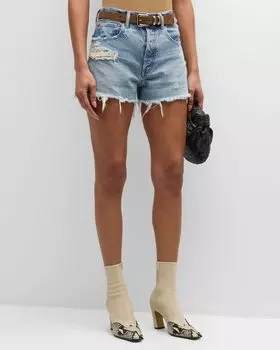 Джинсовые шорты Ridgemere с потертостями MOUSSY VINTAGE, цвет Ltblu