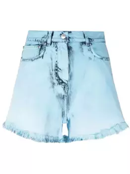 Джинсовые шорты с эффектом потертости MSGM, синий