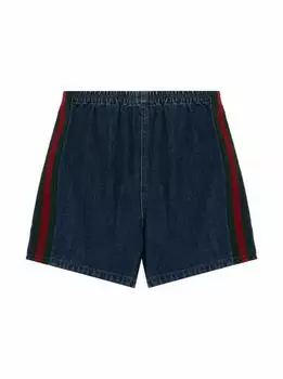 Джинсовые шорты с лампасами Gucci