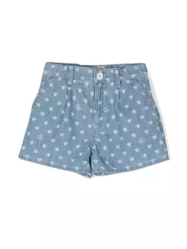 Джинсовые шорты с принтом Gucci Kids, синий