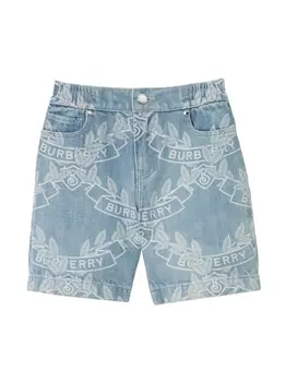Джинсовые шорты с принтом Oak Leaf Crest Burberry Kids, синий