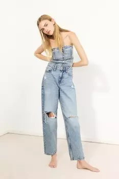 Джинсы Barrel High H&M, голубой