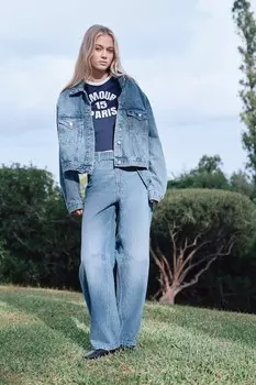Джинсы Barrel High H&M, голубой