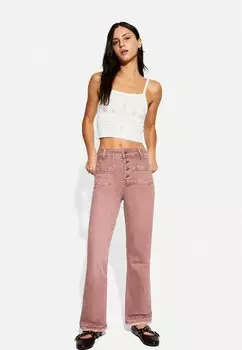 Джинсы Bootcut Bershka, розовый
