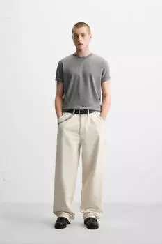 Джинсы carpenter свободного покроя ZARA, экрю