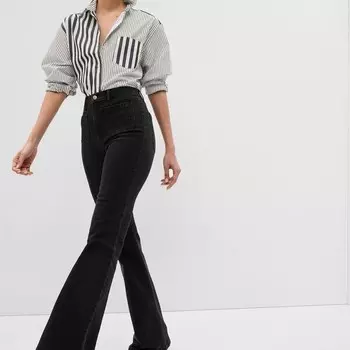 Джинсы flare-fit с высокой посадкой Gap, черный