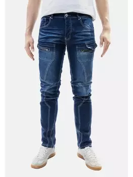 Джинсы Jaylvis Denim Style Jeans Hose mit Kontrastfalten und Zip, синий