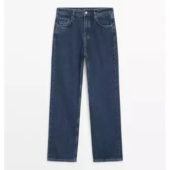 Джинсы Massimo Dutti Mid-rise Straight-leg Regular Length, синий