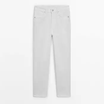 Джинсы Massimo Dutti Mid-waist Slim-cropped-fit, кремовый