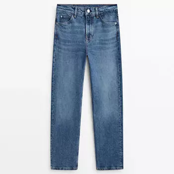 Джинсы Massimo Dutti Straight Fit Comfort Mid-Rise, светло-голубой