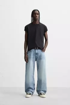 Джинсы мешкового покрытия ZARA, синий