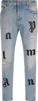 Джинсы Palm Angels Logo Patch Classic 5 Pocket Jeans 'Blue/Black', синий