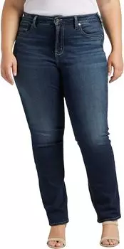 Джинсы Plus Size Avery High-Rise Straight Leg Jeans W94443EDB457 Silver Jeans Co., цвет Indigo