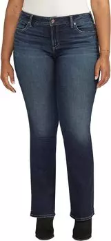 Джинсы Plus Size Elyse Mid-Rise Slim Bootcut Jeans W03601ECF486 Silver Jeans Co., цвет Indigo