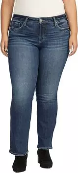 Джинсы Plus Size Suki Mid-Rise Slim Bootcut Jeans W93616EKC385 Silver Jeans Co., цвет Indigo