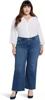 Джинсы Plus Size Teresa Wide Leg Ankle Fray Hems in Riverwalk NYDJ, цвет Riverwalk