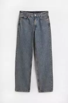 Джинсы прямого кроя H&amp;M, серый деним/выбеленный