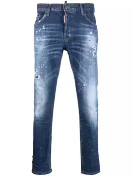 Джинсы с эффектом потертости DSQUARED2, синий
